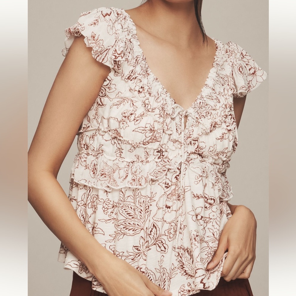 SALE By Anthropologie Ruched Cap Sleeve Top